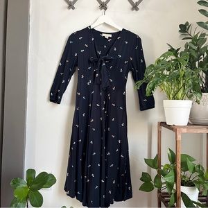 Anthropologie Tylho Acadie Tie Neck Midi Dress